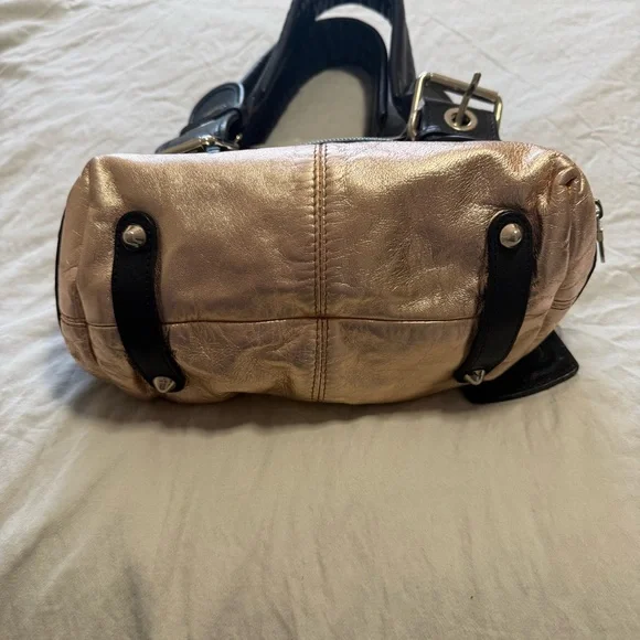 Pheobe Philo Rose Gold Chloe Black/Metallic Leather Double Zip Shoulder Bag - Picture 4 of 15